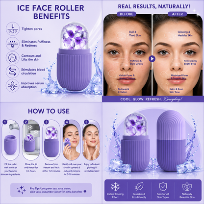 Reusable Silicone Ice Face Roller & Facial Massager | Dark Circle Remover