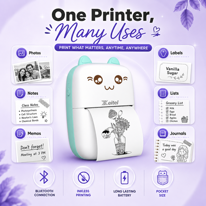 Memora PocketPix - SnapNote Mini Bluetooth Inkless Thermal Printer