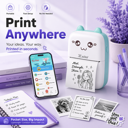Memora PocketPix - SnapNote Mini Bluetooth Inkless Thermal Printer