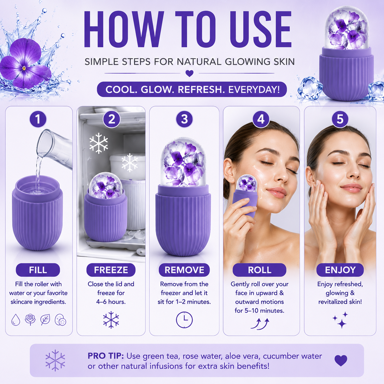 Reusable Silicone Ice Face Roller & Facial Massager | Dark Circle Remover